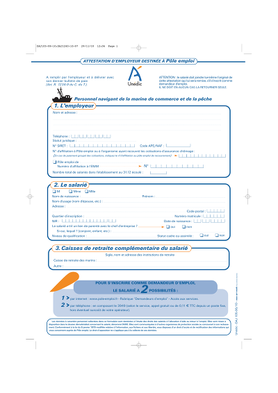 AE Marine marchande - Formulaire AE pour personnel navigant maritime