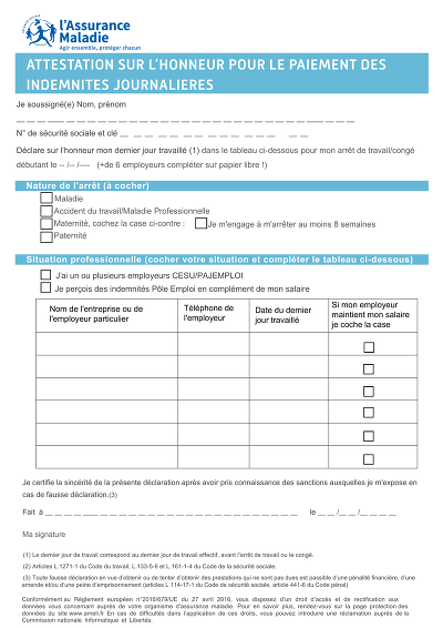Attest. IJ CESU - Déclare le dernier jour travaillé pour IJ