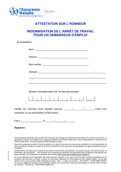 Attest. Pôle Emploi - Certifie le dernier jour travaillé avant Pôle Emploi