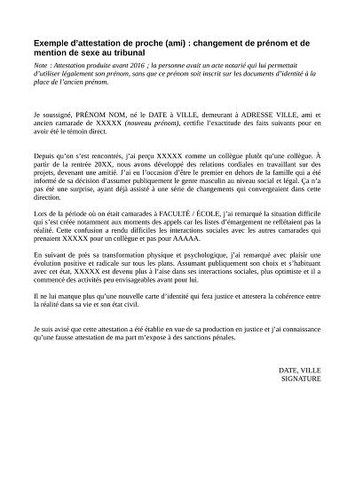Attestation ami - Exemple de lettre de témoignage d’un ami