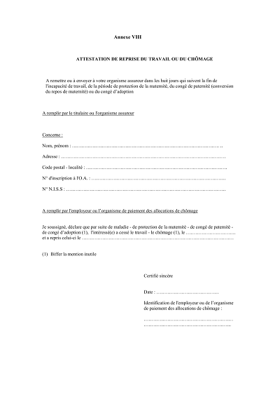 Attestation chômage - Déclare reprise du travail ou du chômage