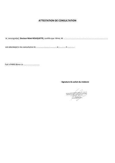 Attestation consult Dr - Certifie la convocation à une consultation médicale