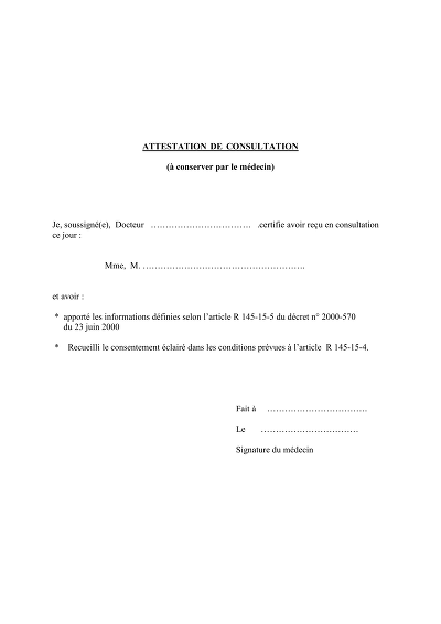 Attestation consult - Certifie la présence à une consultation médicale