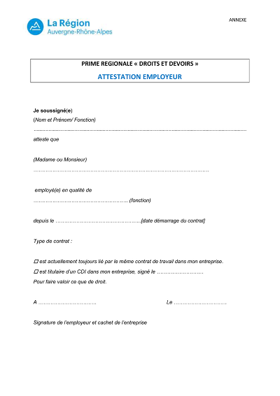 Attestation contrat - Attestation confirmant le contrat de travail en cours