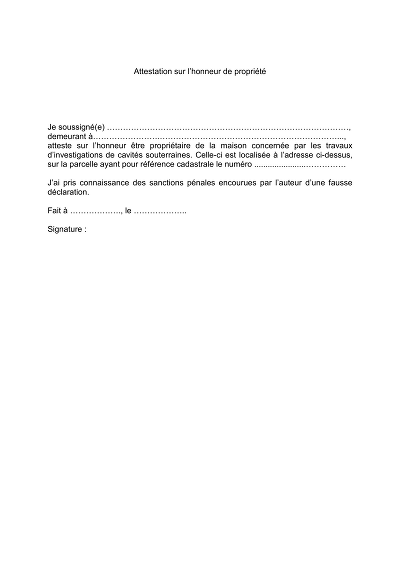 Attestation Propriete - Atteste être propriétaire d’une maison