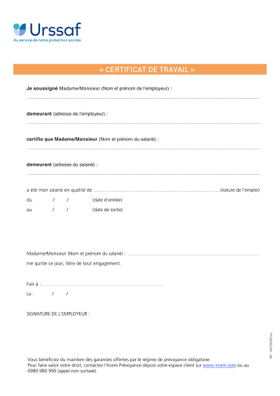 Certificat de travail - Modèle de certificat de travail employeur-salarié