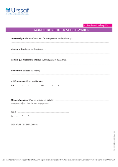 Certificat PAJEMPLOI - Modèle PAJEMPLOI certifiant le salarié libre de tout engagement