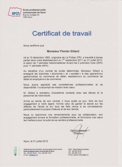 Certificat travail détaillé - Certificat de travail détaillé mentionnant la libération de tout engagement
