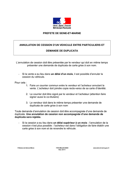 Cession & duplicata - Procédure annulation cession et duplicata CG