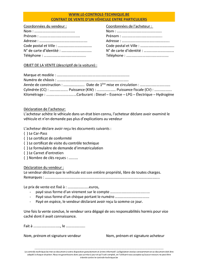 Contrat vente espèce - Contrat de vente précisant paiement espèces
