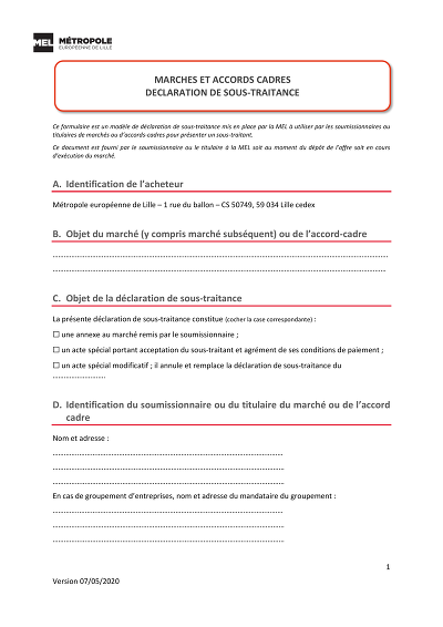 DC4 MEL Sous-trait - DC4 pour présenter un sous-traitant à la MEL