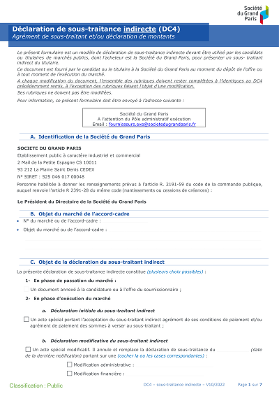 DC4 ST Indirect - DC4 pour sous-traitant indirect Grand Paris