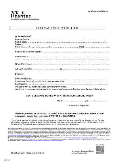 Décla. Porte-Fort - Déclaration sur l’honneur pour se porter fort