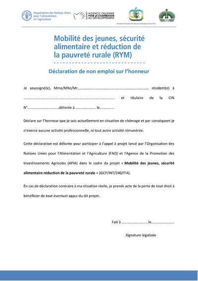 Déclaration chômage - Certifie sur l’honneur l’absence d’emploi rémunéré