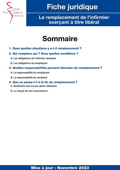Fiche remplacement - Cadre légal et obligations du remplacement libéral