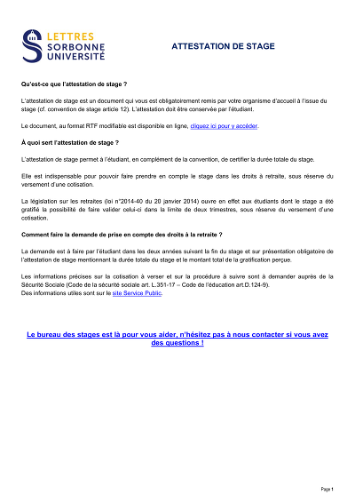 Guide attestation - Guide et modèle RTF d’attestation de stage