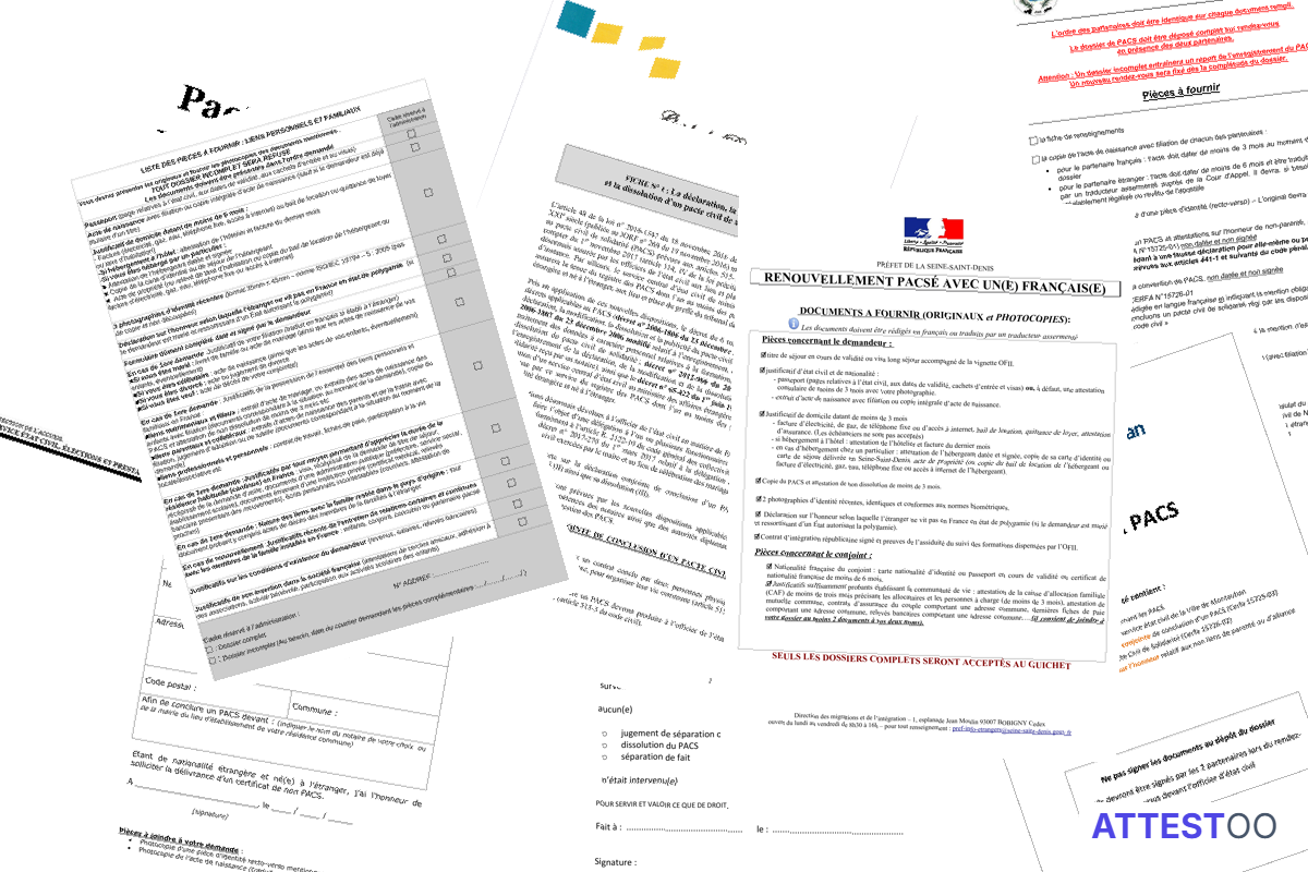 Information sur l'attestation de non-dissolution de PACS