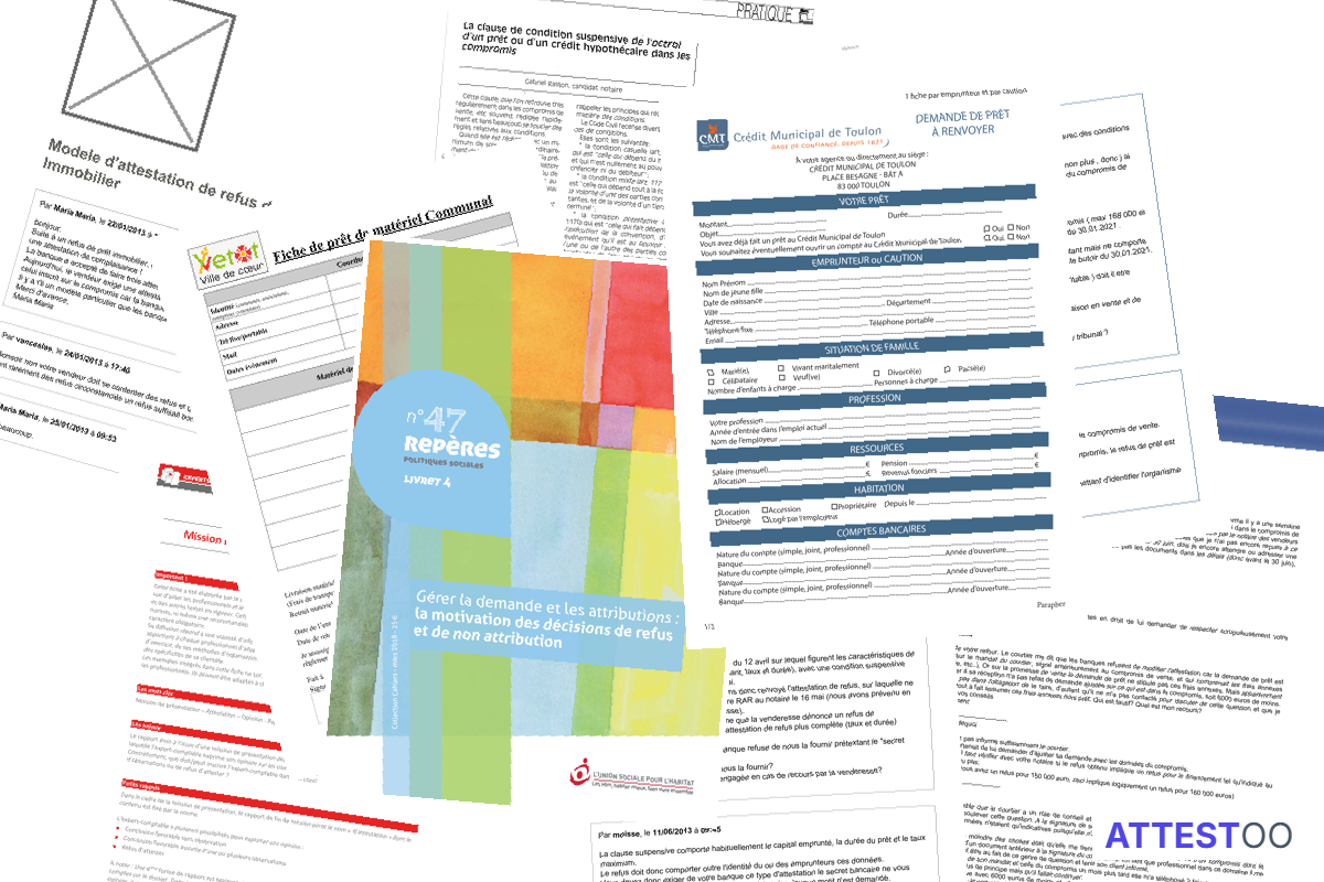 Information sur l'attestation de refus de prêt bancaire