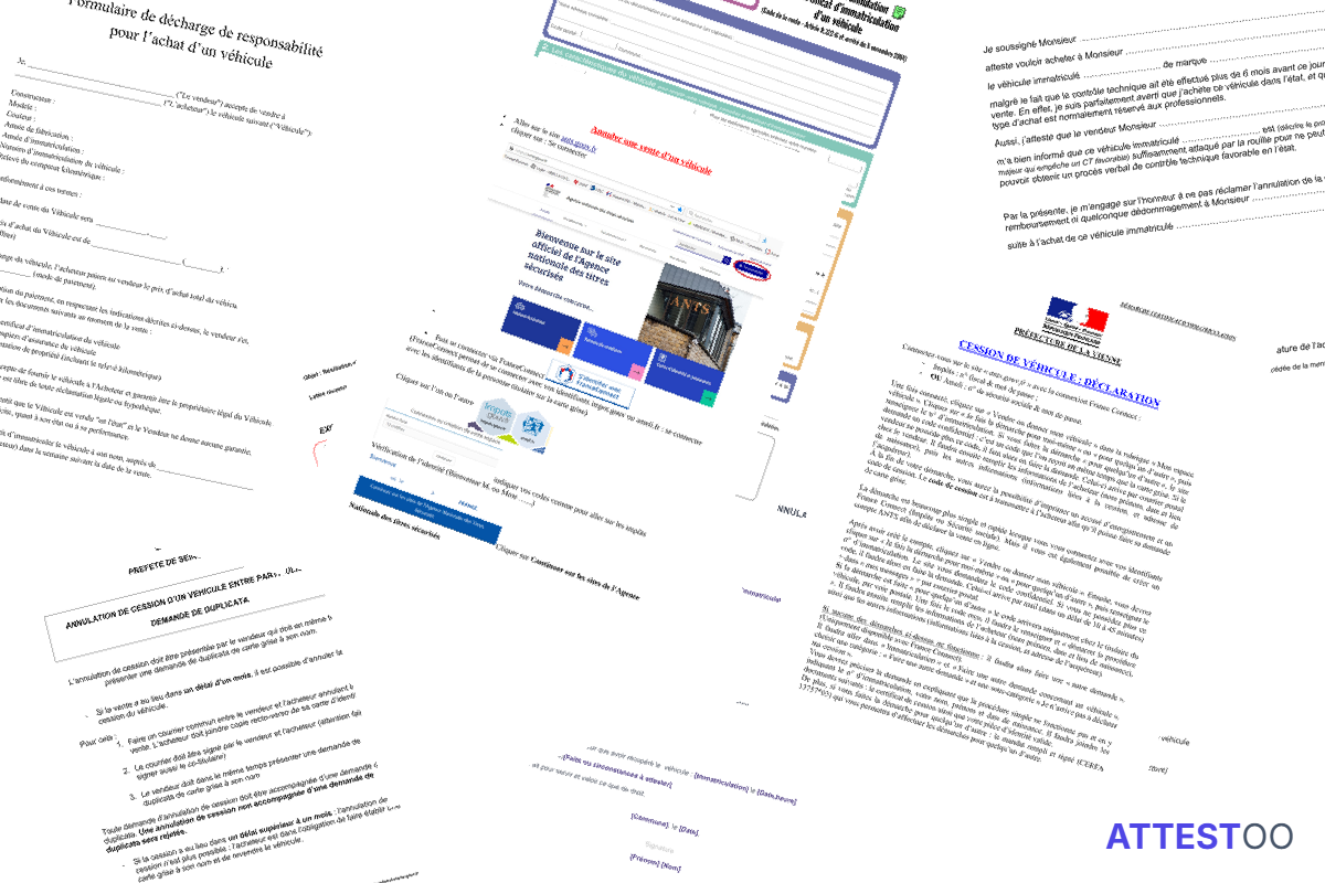 Modèle d'attestation d'annulation de vente d'un véhicule
