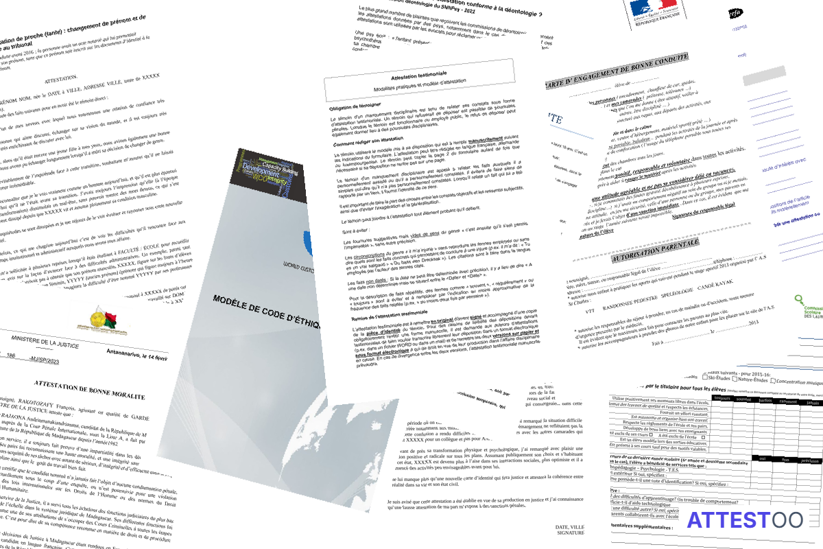 Modèle d'attestation de bon comportement ou de moralité