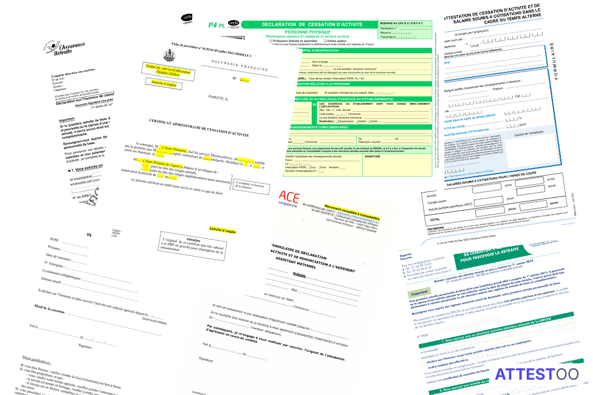 Modèle d'attestation de cessation d'activité