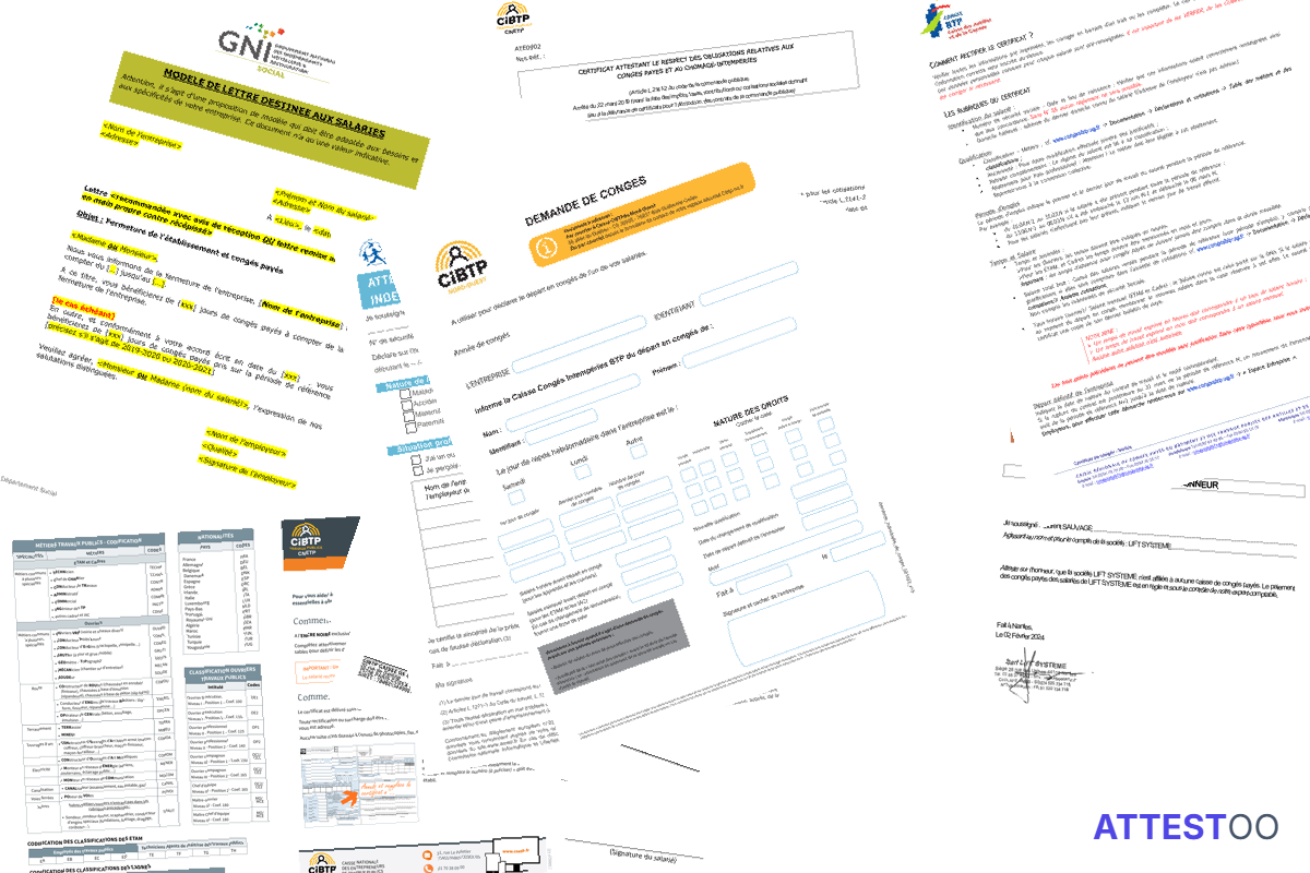 Modèle d'attestation de congés payés