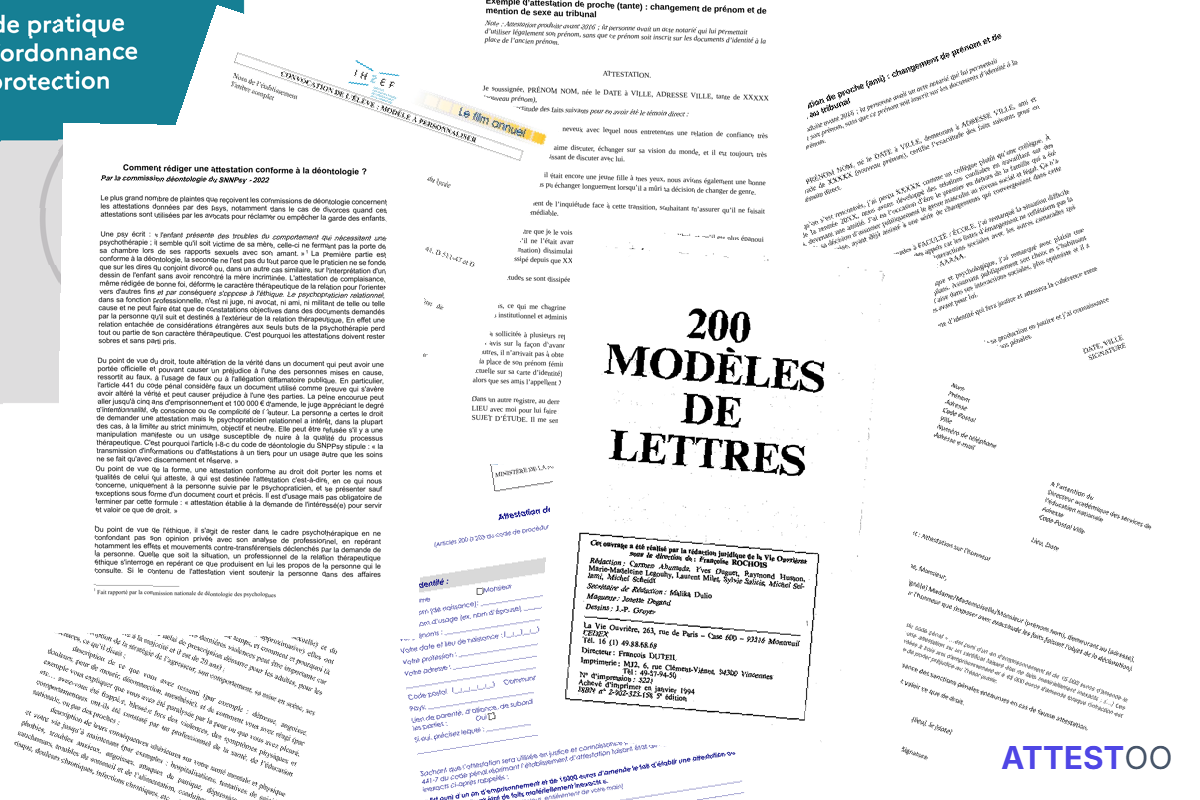 Modèle d'attestation pour défendre un ami (témoignage)
