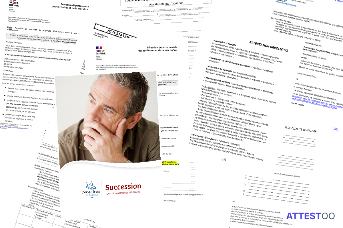 Modèle et explication de l'attestation de dévolution successorale
