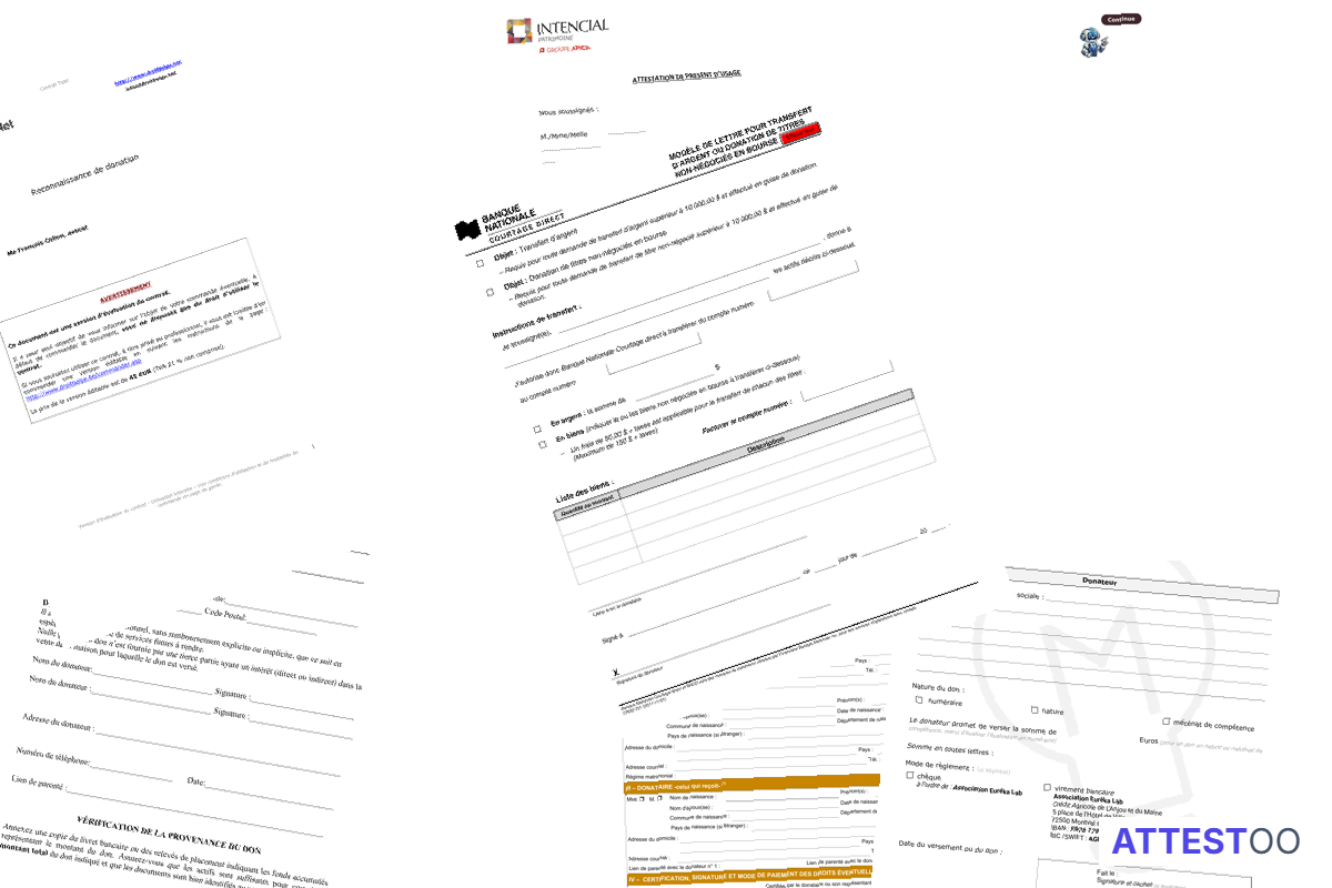 Modèle d'attestation de donation pour la banque