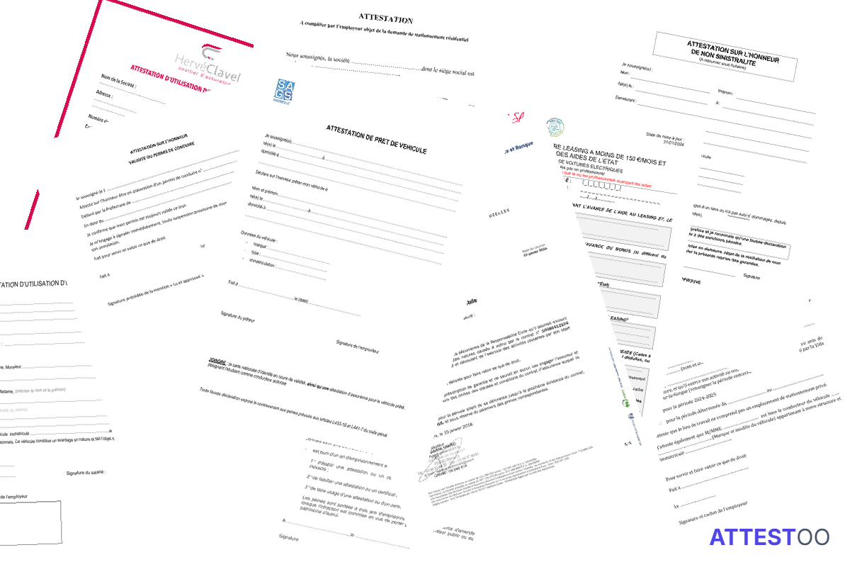 Modèle d'attestation employeur pour l'assurance voiture