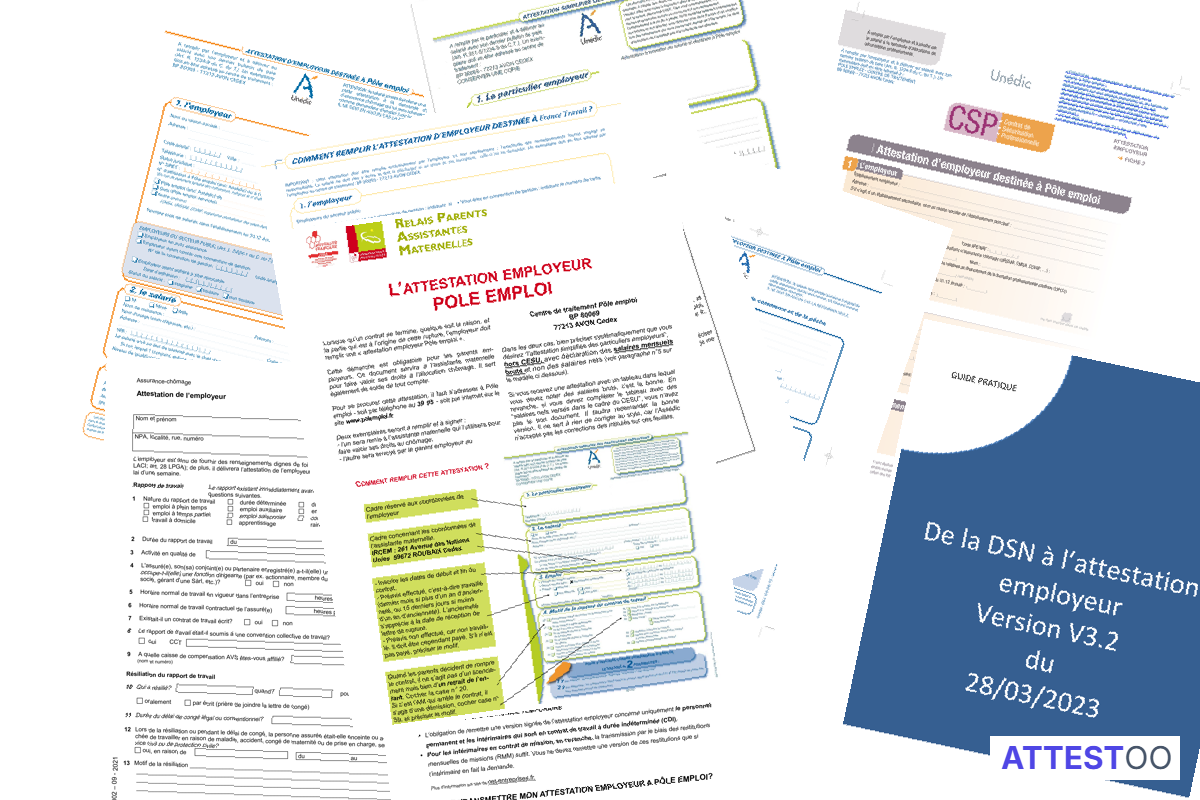Modèle officiel de l'attestation employeur pour Pôle Emploi (AE)