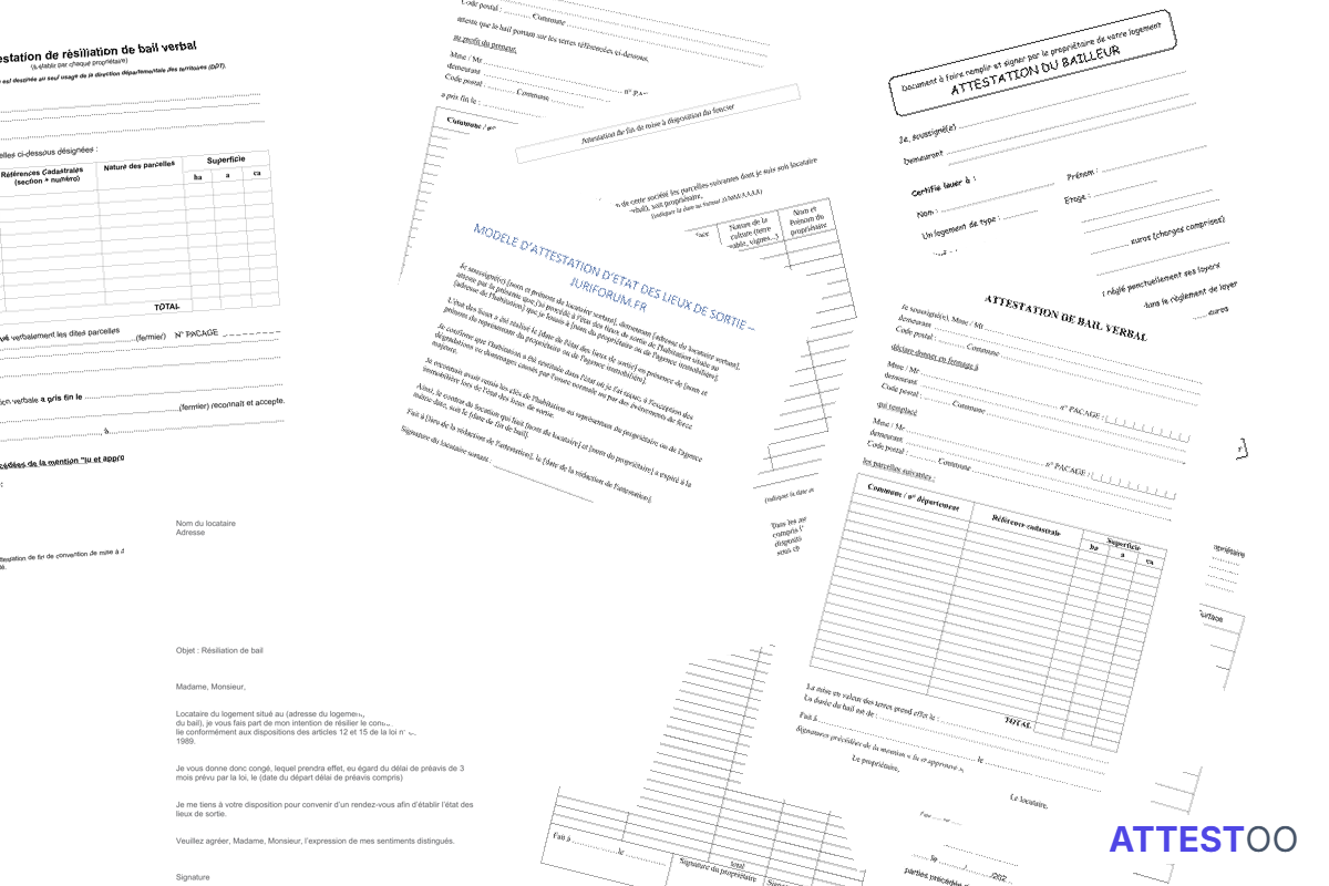 Modèle d'attestation de fin de bail par le propriétaire