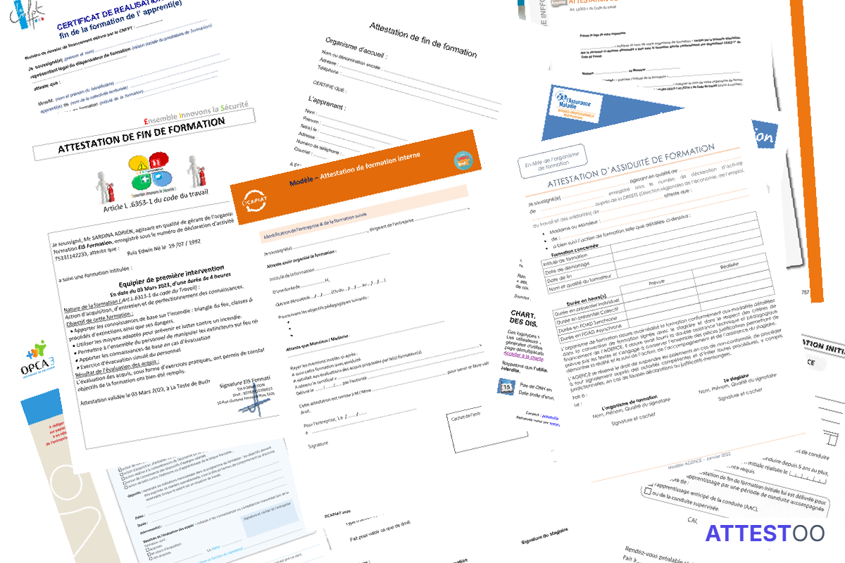 Modèle d'attestation de fin de formation (certificat)