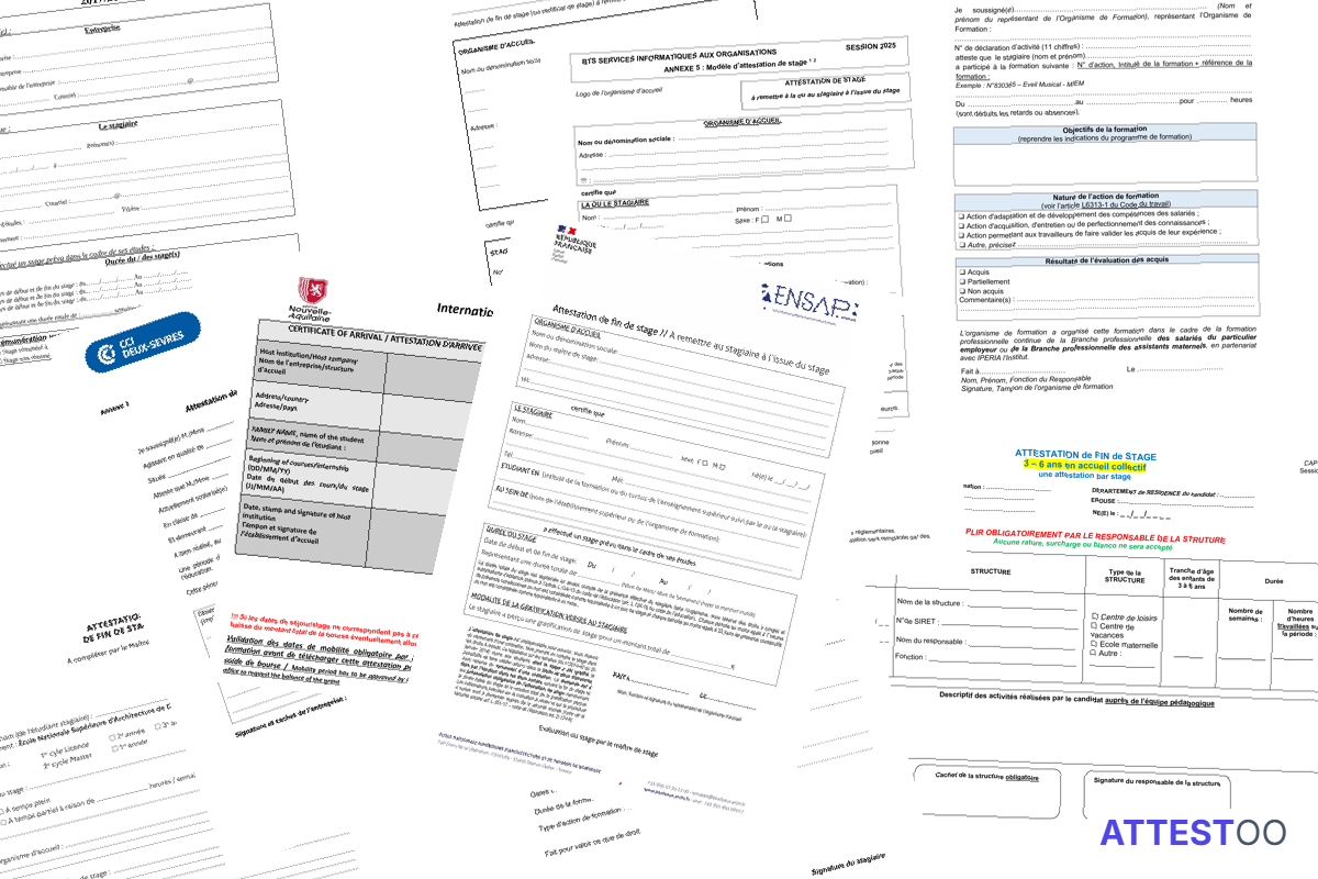 Modèle d'attestation de fin de stage