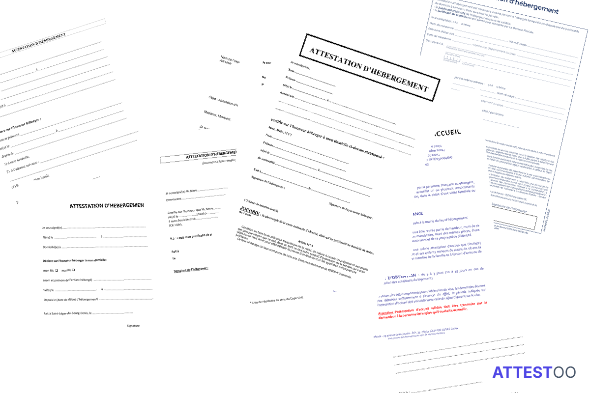 Modèle d'attestation d'hébergement gratuit