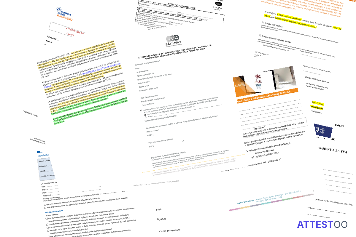 Modèle d'attestation sur l'honneur de non-assujettissement à la TVA