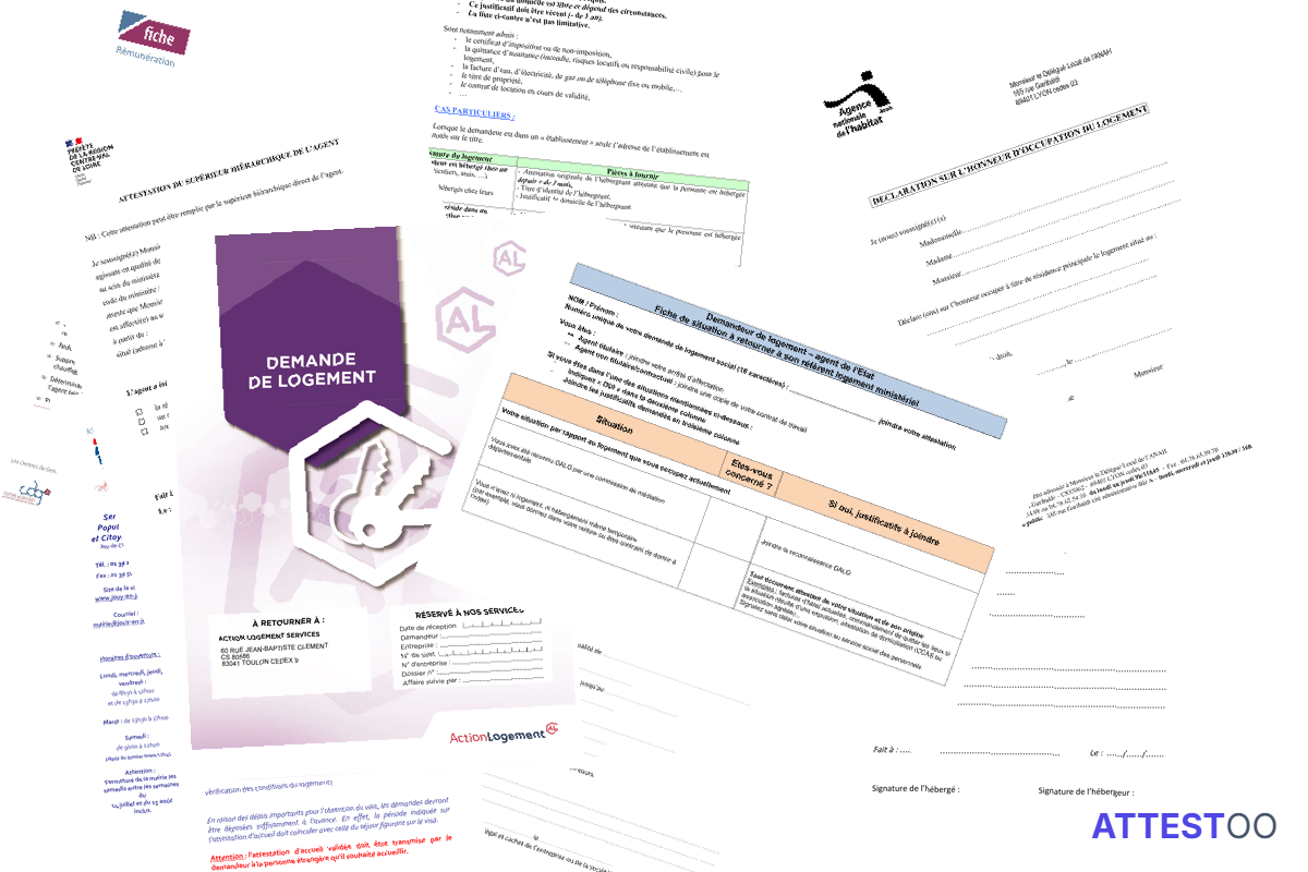 Modèle d'attestation de logement de fonction par l'employeur