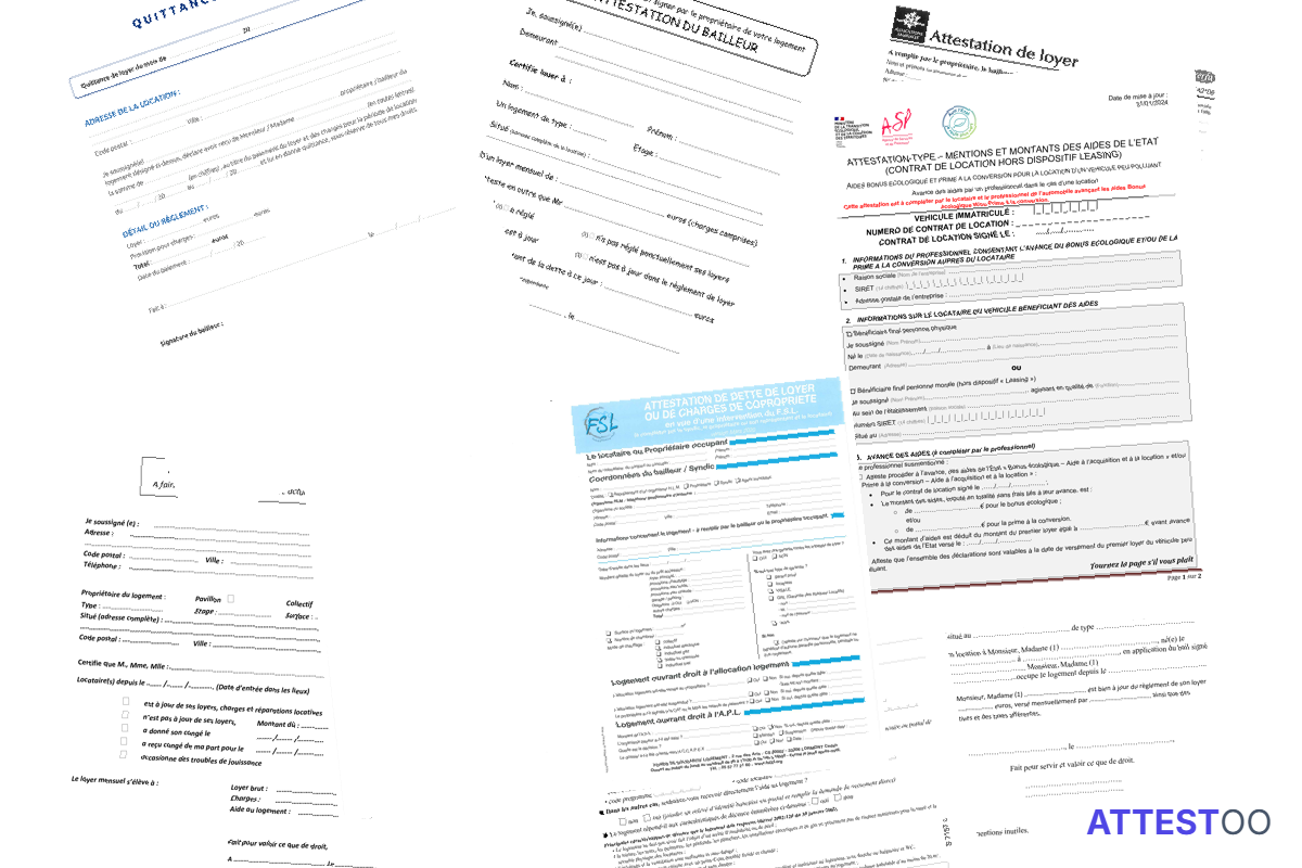 Modèle d'attestation de loyer à jour (quittance de loyer)