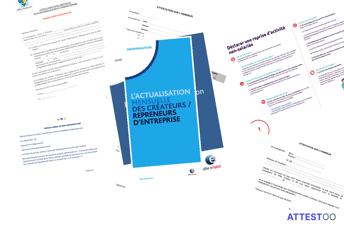 Modèle d'attestation de non-rémunération (dirigeant / Pôle Emploi)