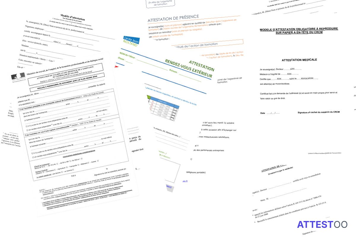 Modèle d'attestation de présence à un rendez-vous