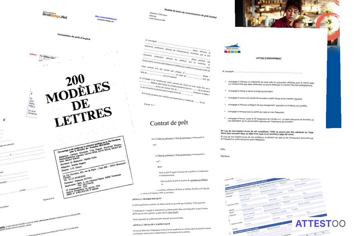 Modèle d'attestation de prêt familial (reconnaissance de dette)