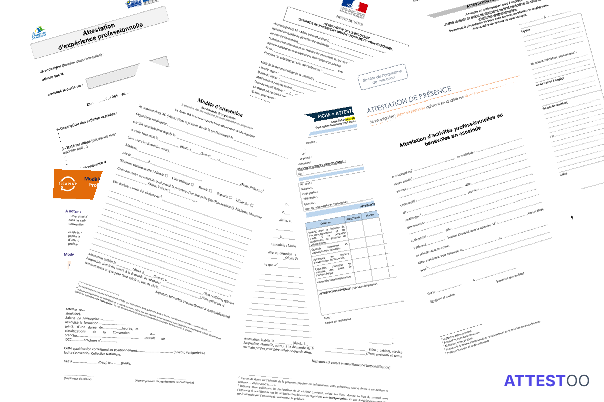 Modèle d'attestation professionnelle ou d'expérience