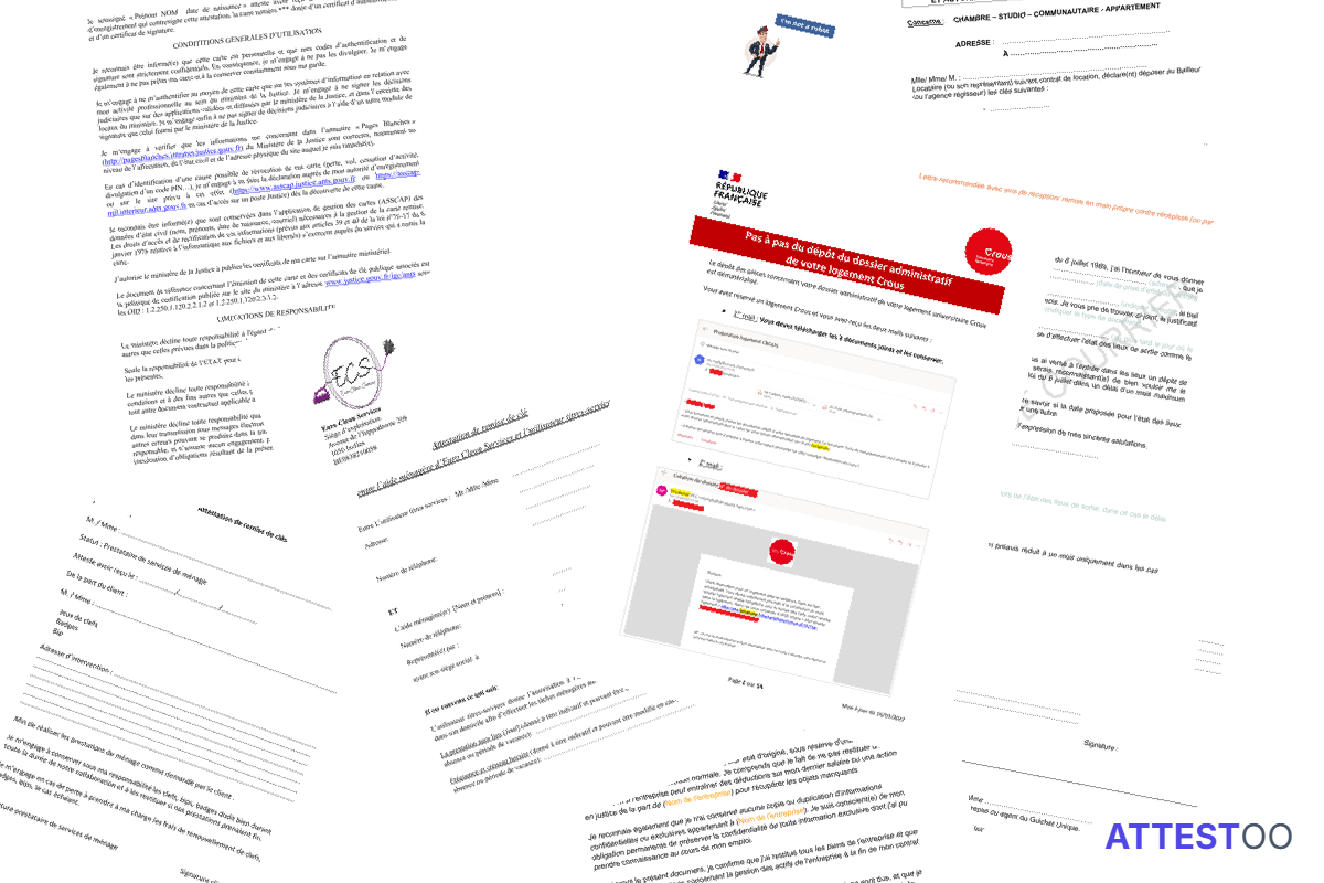 Modèle d'attestation de remise de clés en main propre