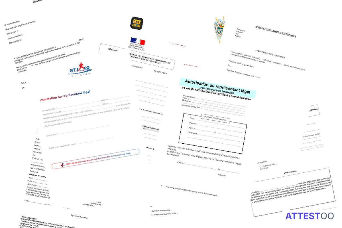 Modèle d'attestation de représentant légal