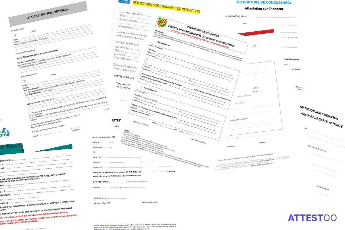 Modèle d'attestation de séparation de couple