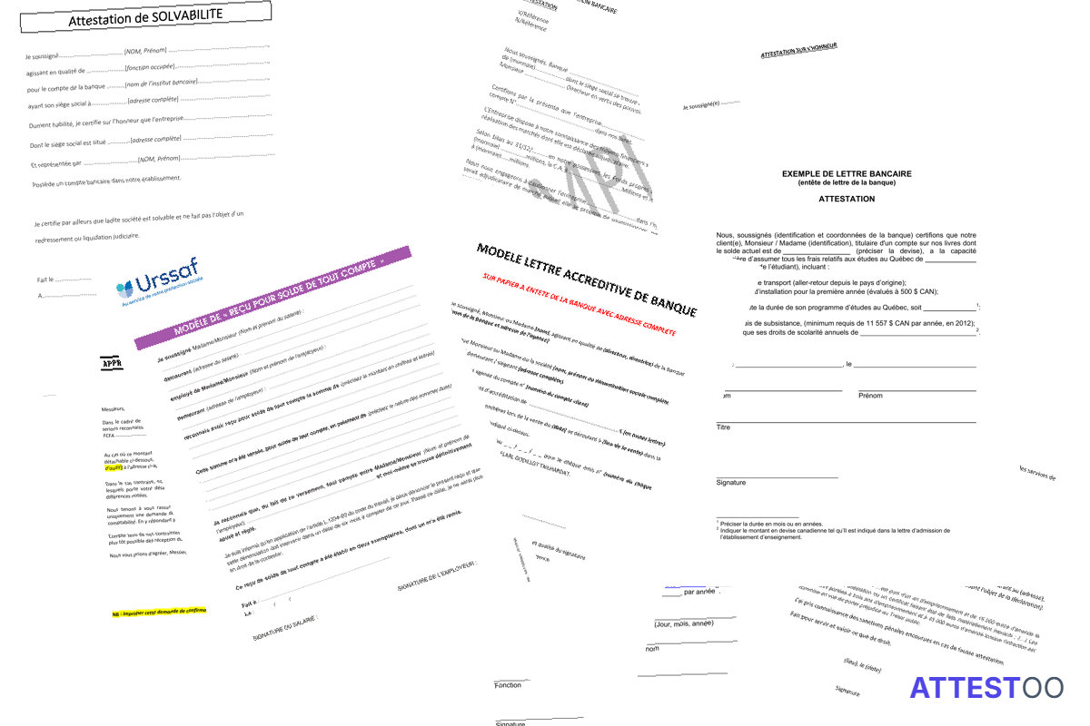 Modèle d'attestation de solde client