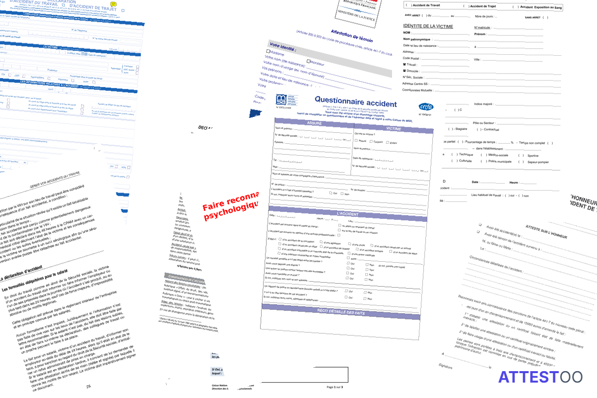 Modèle d'attestation de témoin d'accident du travail