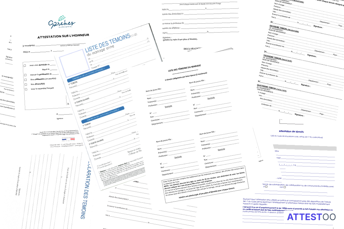 Modèle d'attestation pour un témoin de mariage