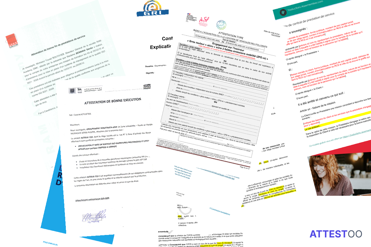 Modèle d'attestation de mission pour freelance
