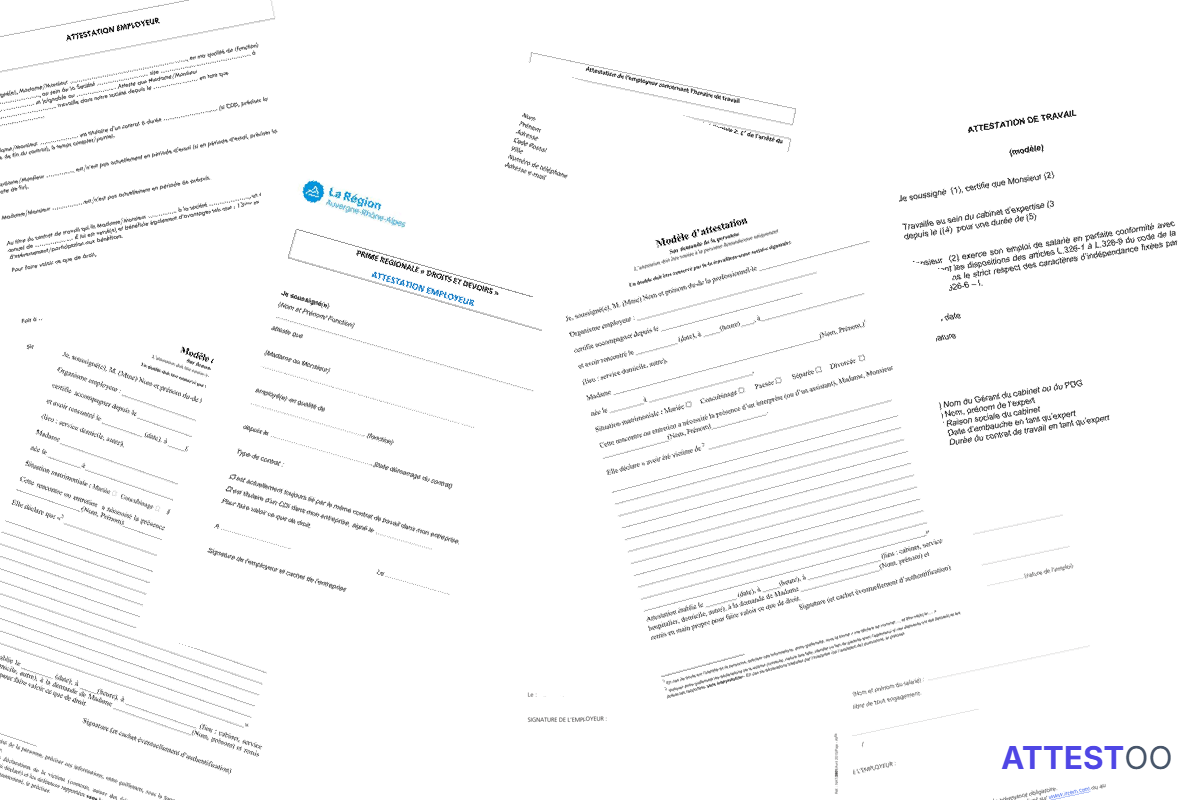 Modèle d'attestation de travail fournie par l'employeur